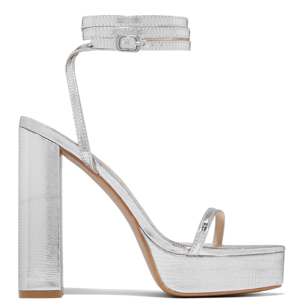 Silver platforms misslola heels